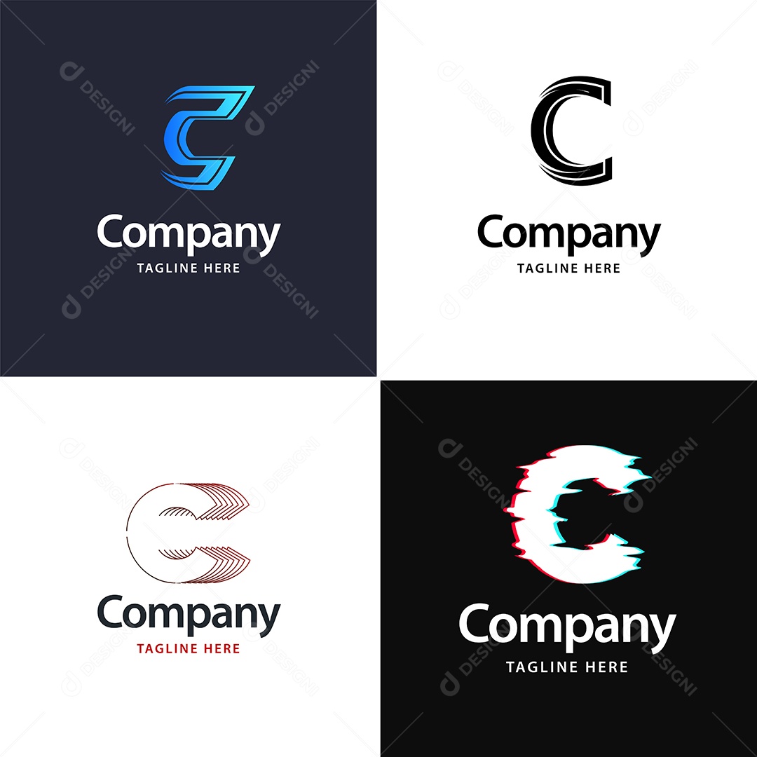 Logo C Personalizada Logotipos Modernos AI Editável
