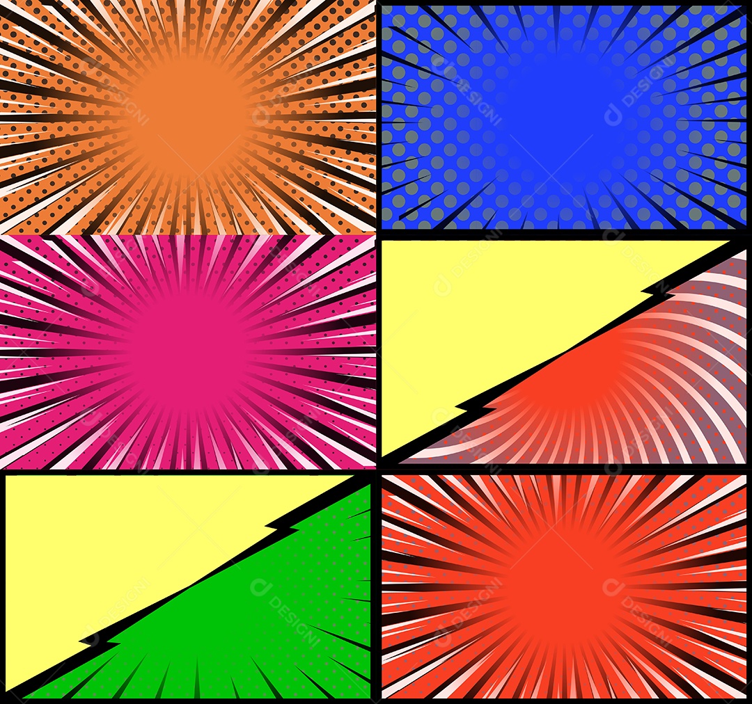 Vetor Retrô de Fundo em Quadrinhos Coloridos Vetor EPS