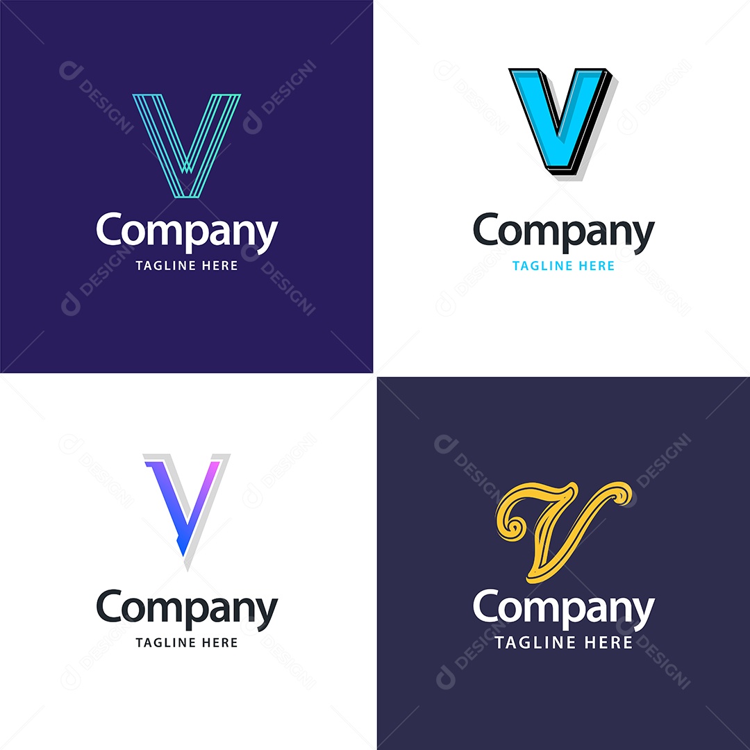 Logo V Personalizada Logotipos Modernos AI Editável