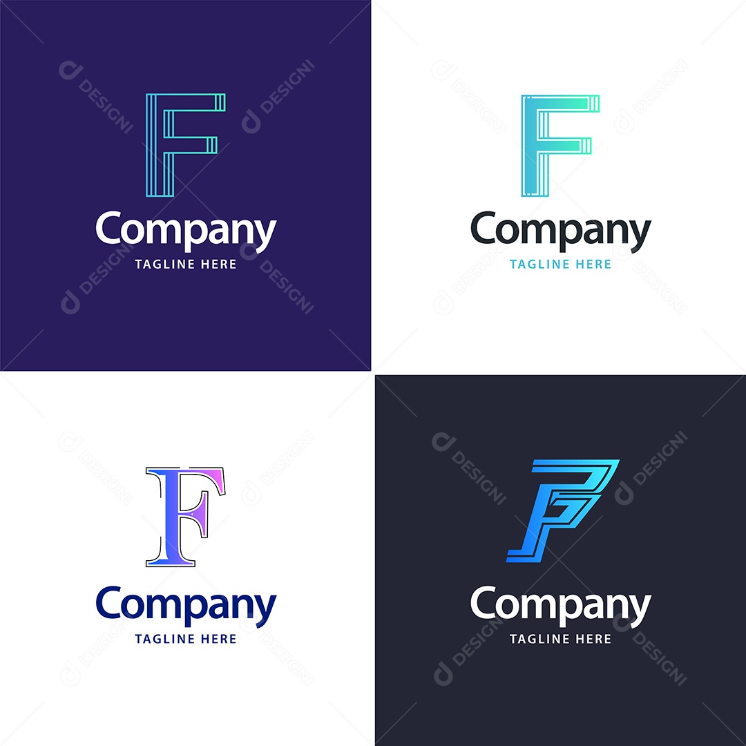 Logo F Personalizada Logotipos Modernos AI Editável