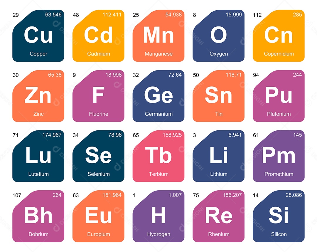 Tabela Periódica Colorida Ícones Vetor EPS