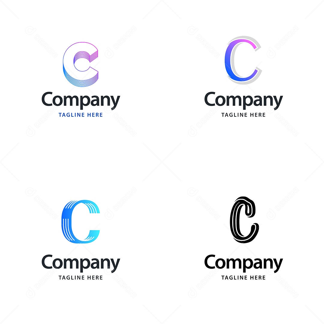 Logo C Personalizada Logotipos Modernos AI Editável