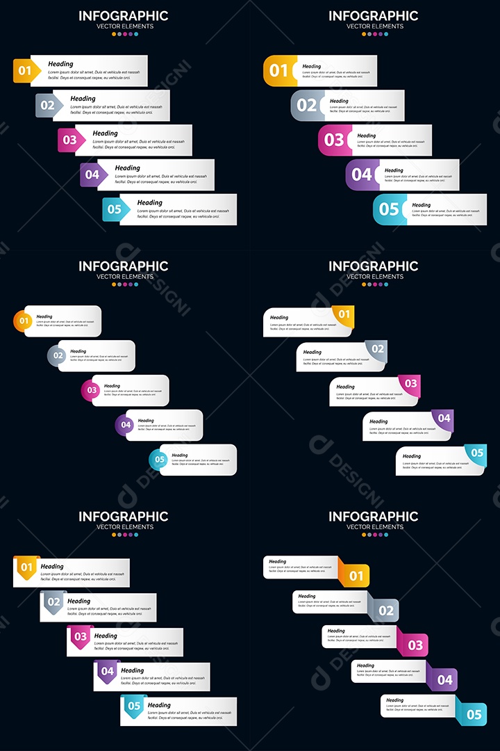 Conjunto de Infográficos Vetoriais Vetor EPS