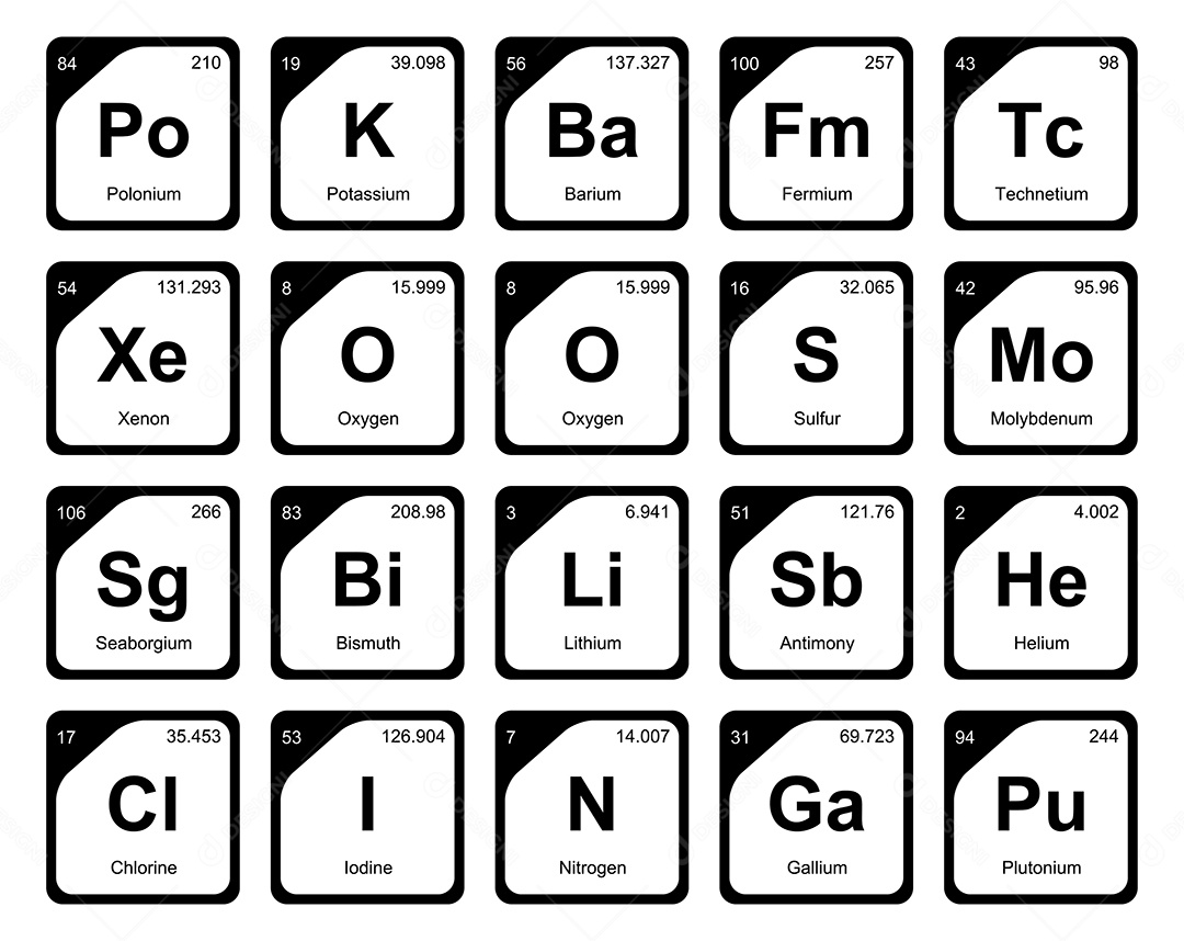 Tabela Periódica Ícones Vetor EPS