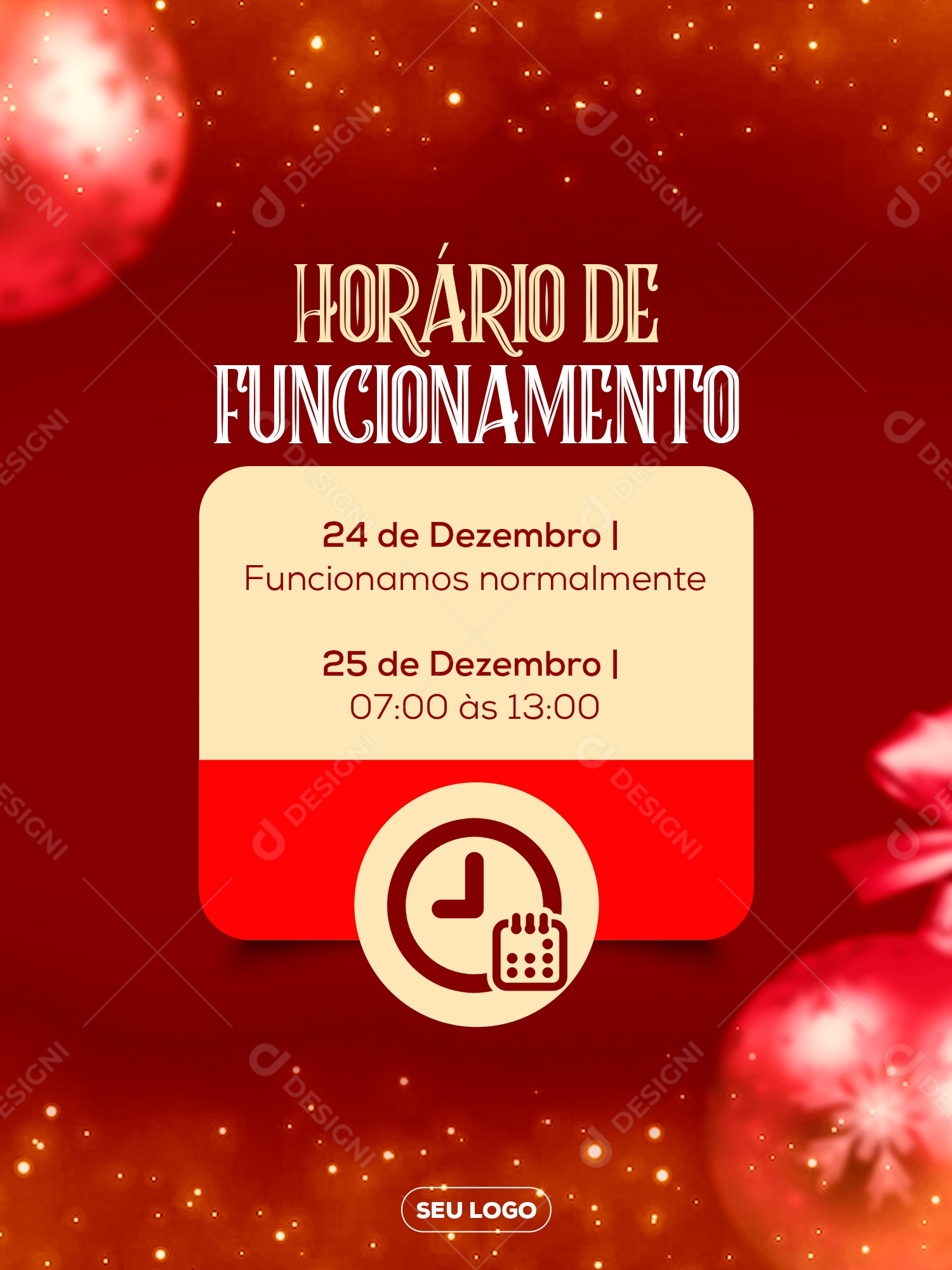 Post Horário de Funcionamento PSD Social Media PSD Editável