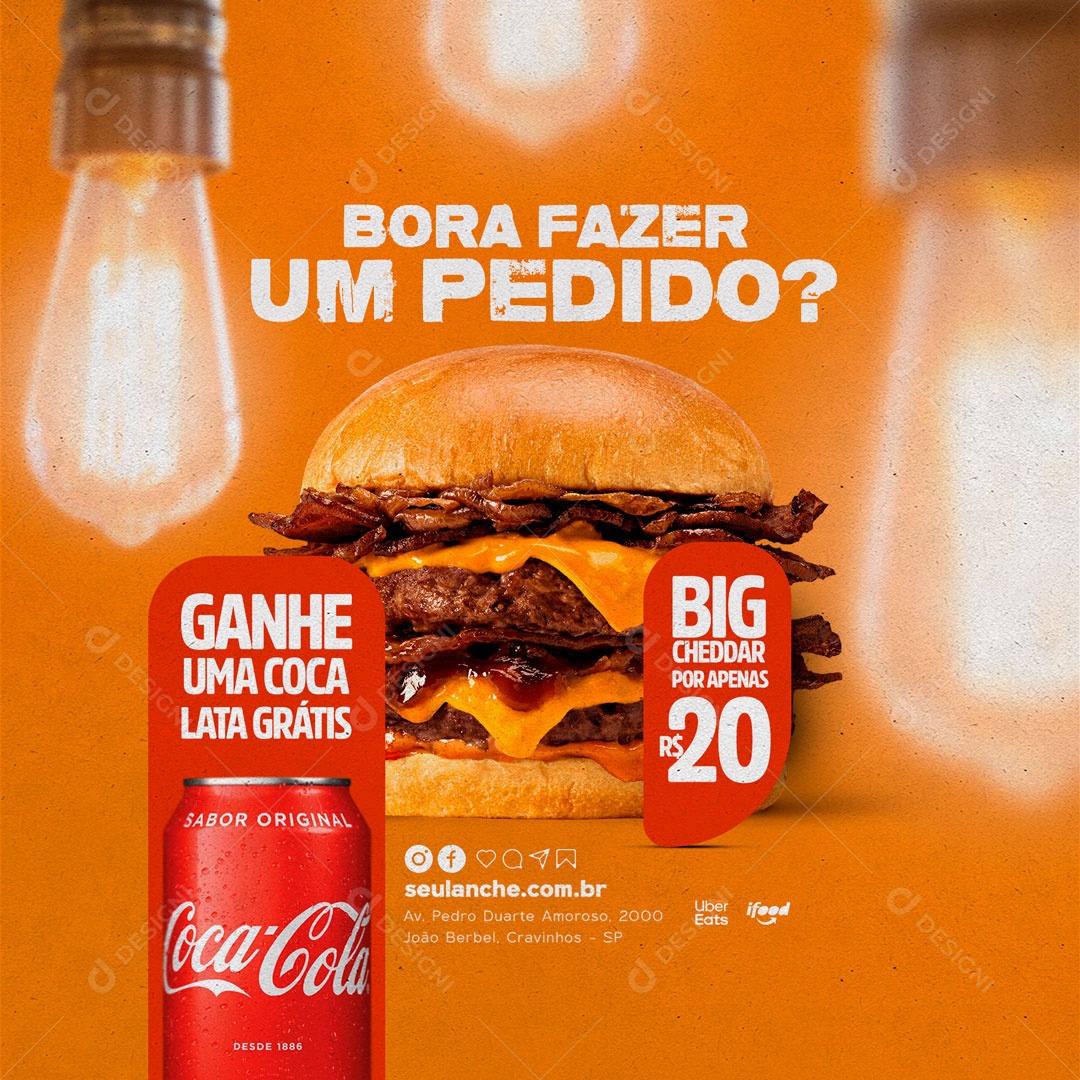 Bora Fazer um Pedido? Hamburgueria Social Media PSD Editável