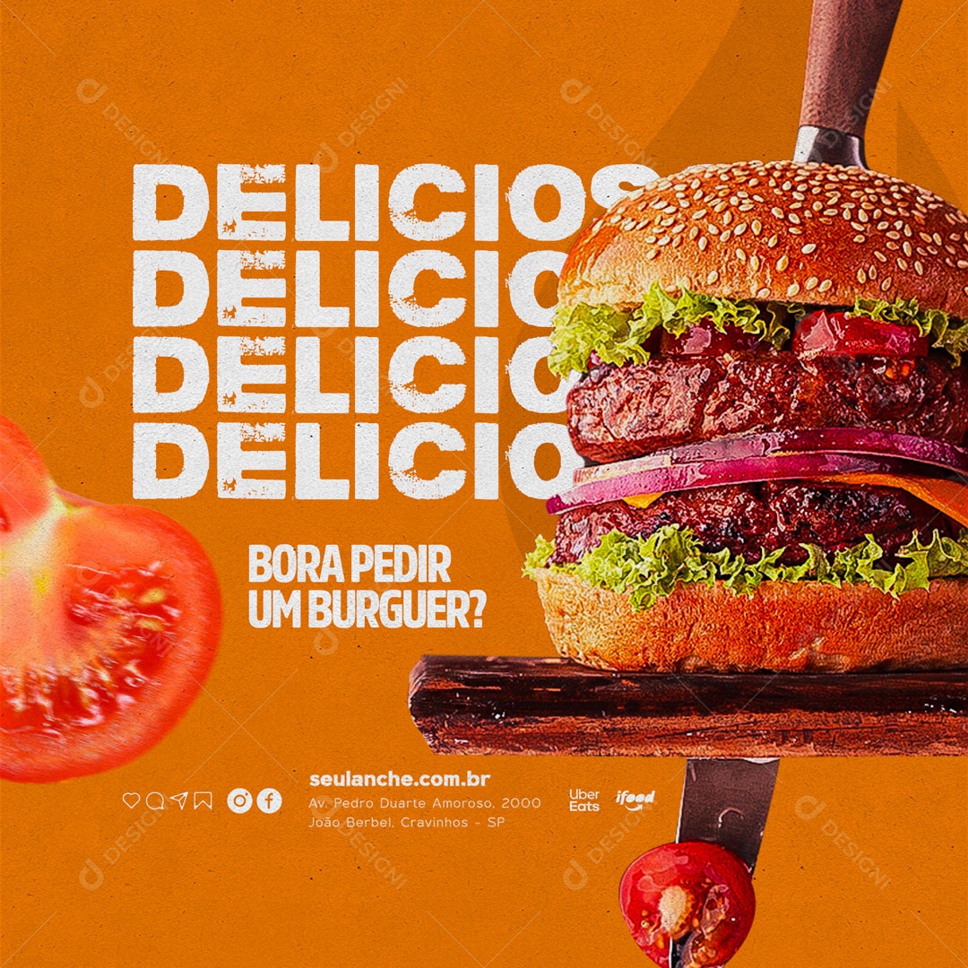 Bora Pedir um Burguer? Hamburgueria Social Media PSD Editável