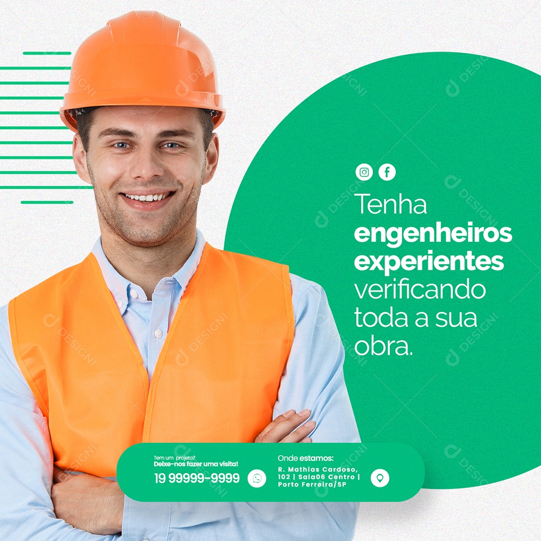 Tenha Engenheiros Experientes Engenharia Social Media PSD Editável