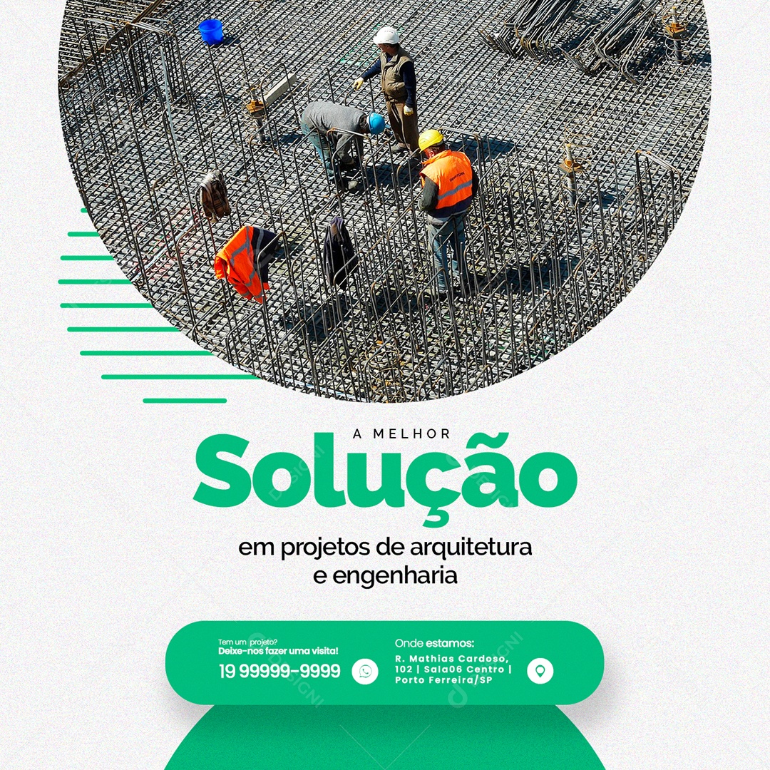 A Melhor Solução em Projetos de Arquitetura e Engenharia Social Media PSD Editável