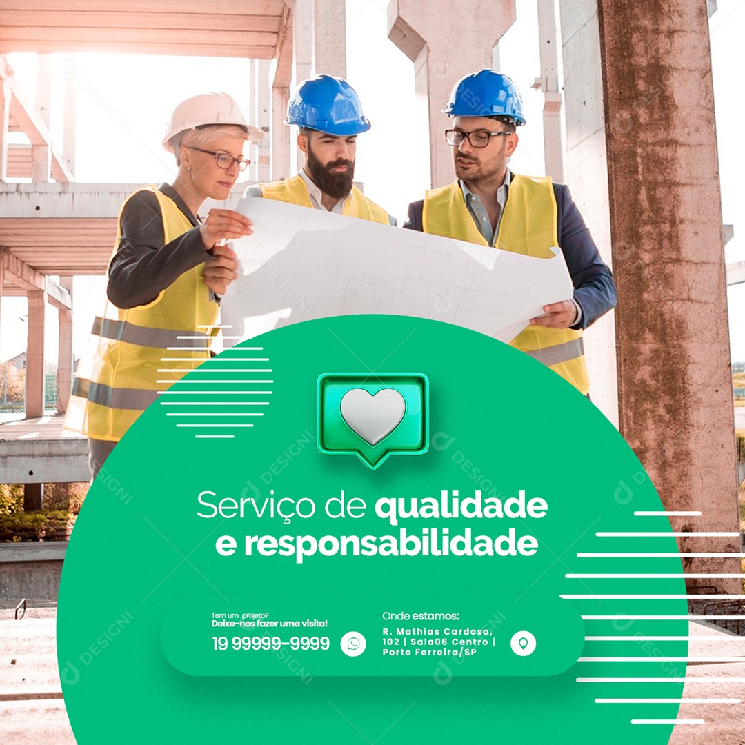 Serviço de Qualidade e Responsabilidade Engenharia Social Media PSD Editável