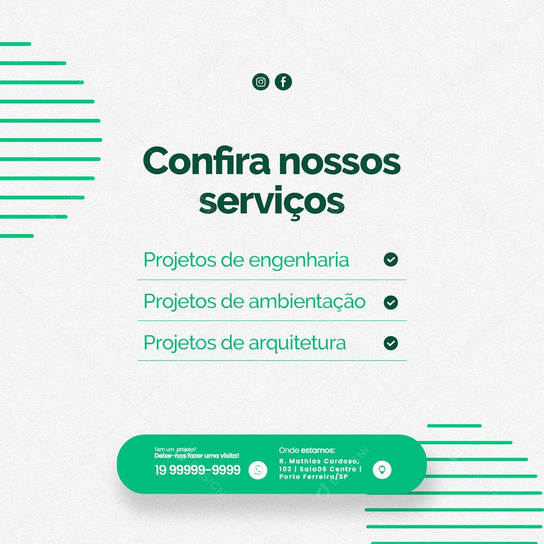 Confira Nossos Serviços Engenharia Social Media PSD Editável