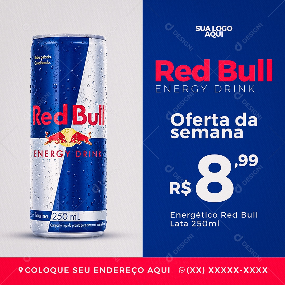 Oferta da Semana Red Bull Energy Drink Socia Media PSD Editável