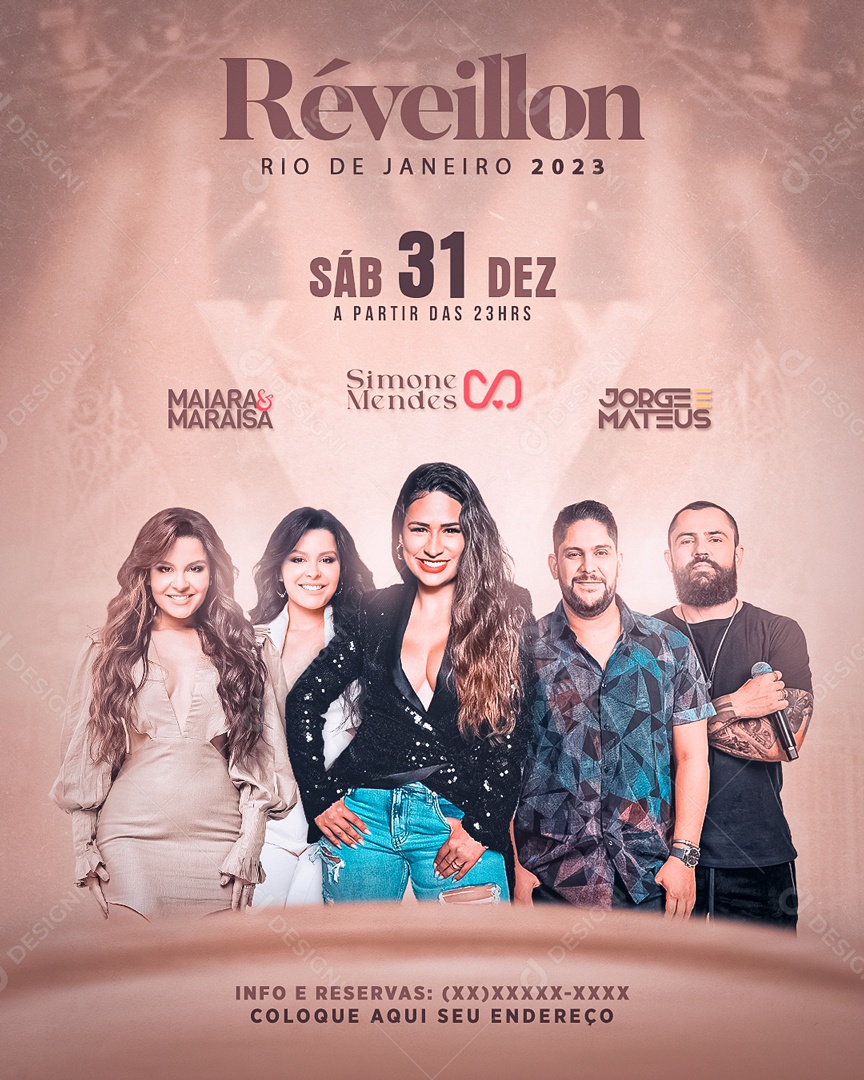 Flyer Réveillon Rio de Janeiro 2023 Simone Mendes Maiara e Maraisa Jorge e Matheus Social Media PSD Editável
