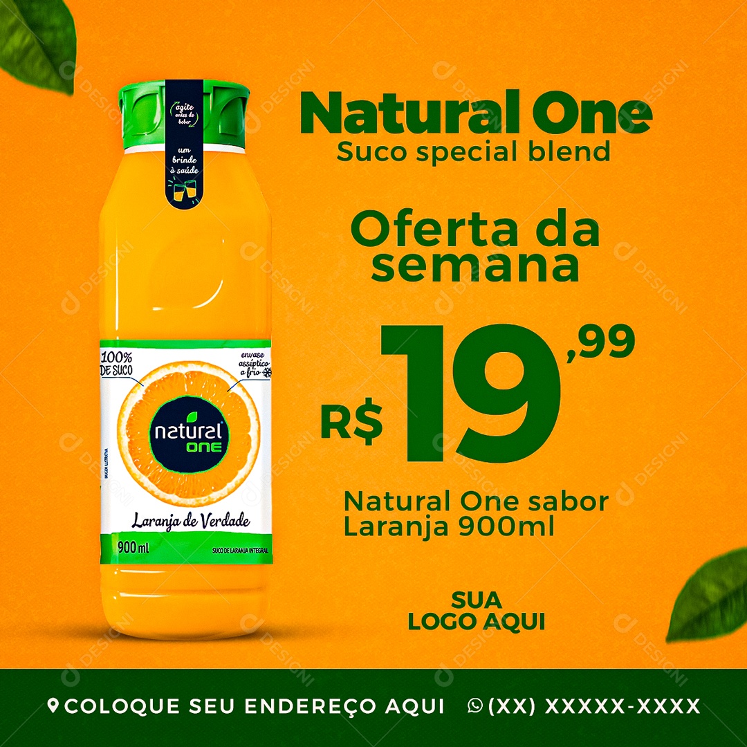 Oferta da Semana Natural One Sabor Laranja 900ml Social Media PSD Editável
