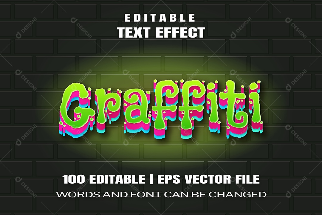 Efeito de Texto Graffiti Fundo Preto Vetor EPS Editável