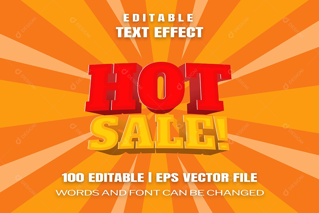 Efeito de Texto Hot Sale Fundo Laranja Vetor EPS Editável