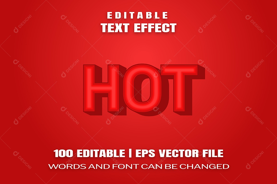 Efeito de Texto Hot Fundo Vermelho Vetor EPS Editável