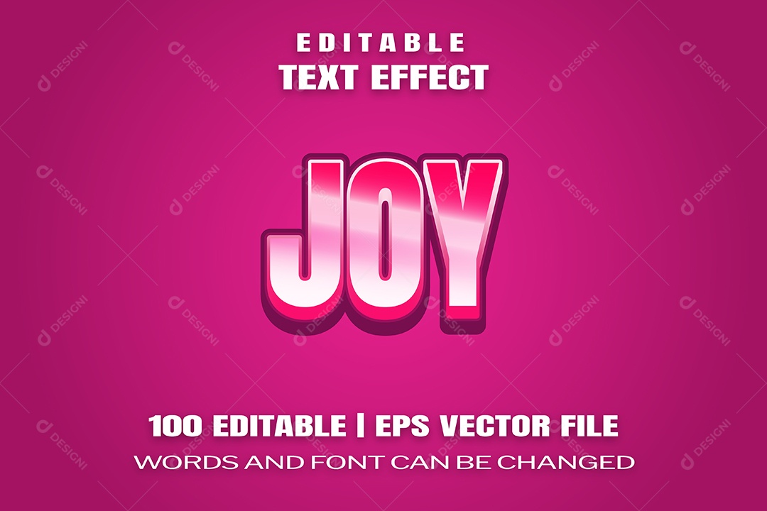 Efeito de Texto Joy Fundo Rosa Vetor EPS Editável