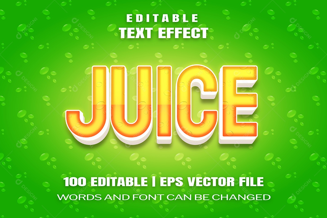 Text Effect Juice Green Background Editable EPS Vector