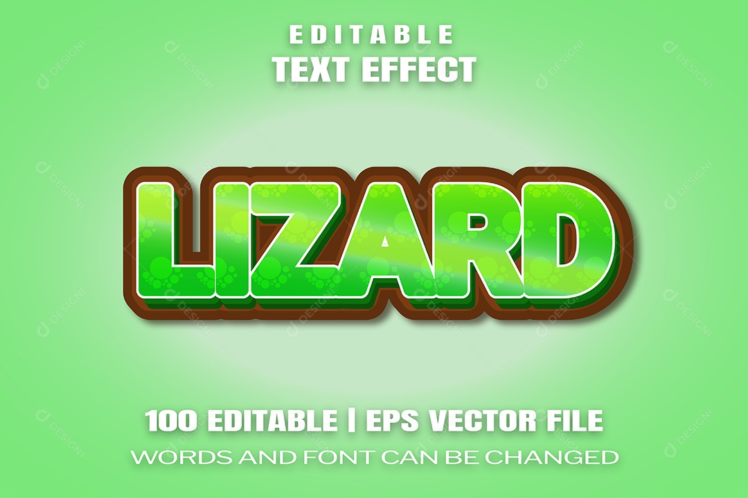 Efeito de Texto Lizard Fundo Verde Vetor EPS Editável