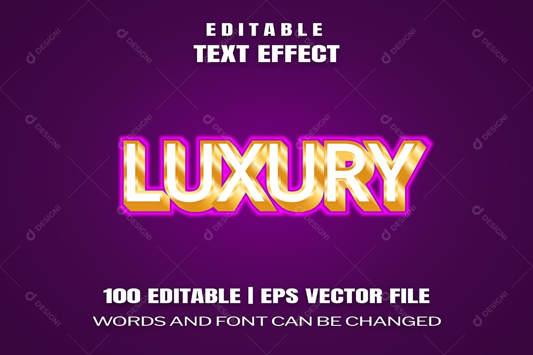 Efeito de Texto Luxury Fundo Roxo Vetor EPS Editável