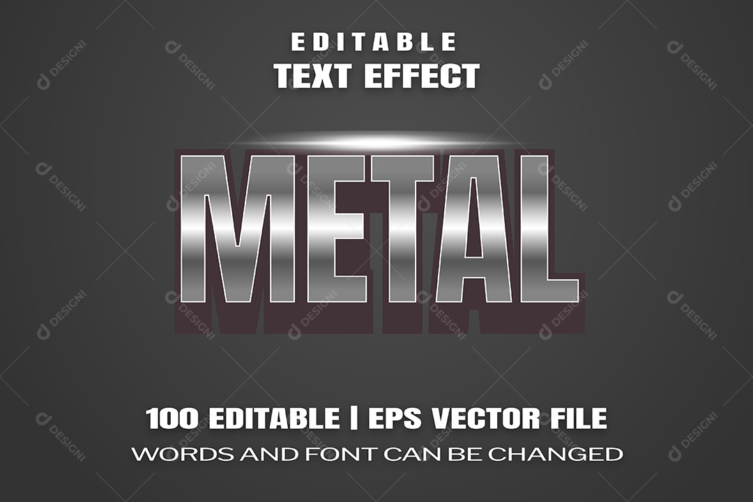Efeito de Texto Metal Fundo Cinza Vetor EPS Editável