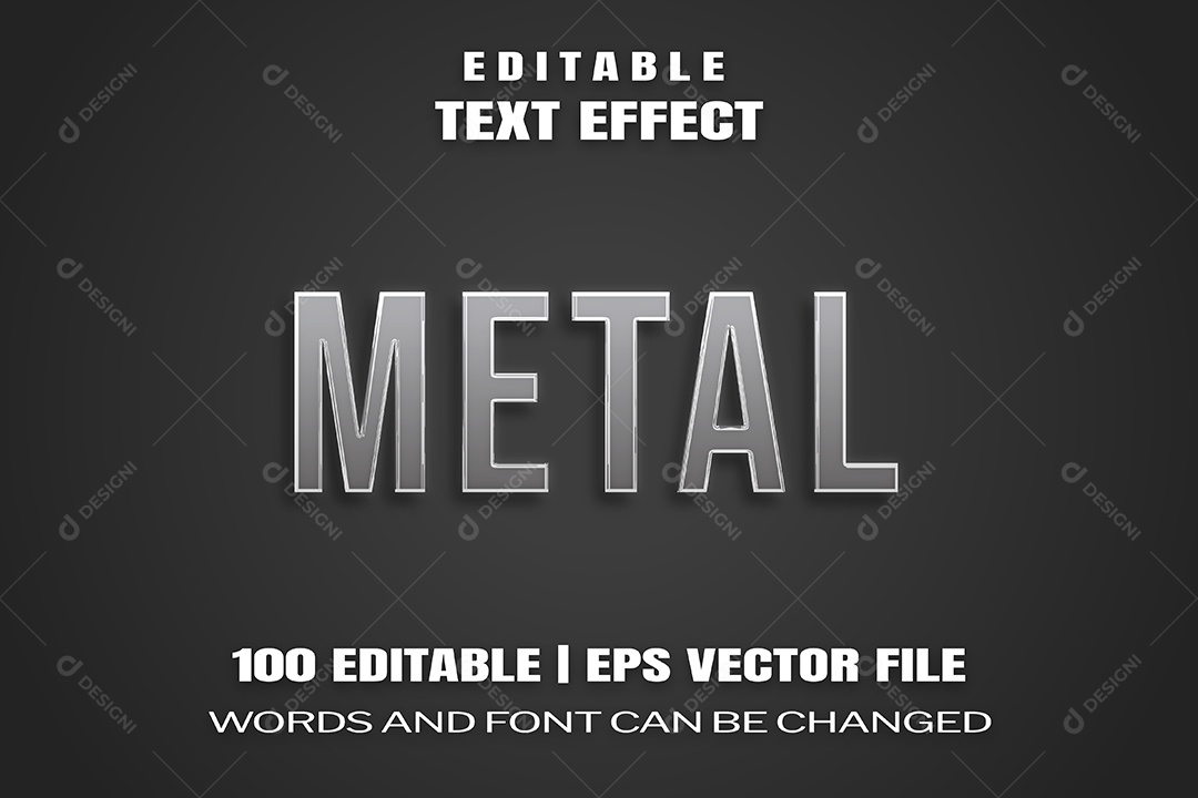 Efeito de Texto Metal Fundo Cinza Vetor EPS Editável