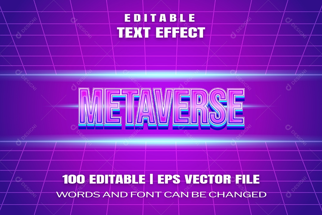 Efeito de Texto Metaverse Fundo Roxo Vetor EPS Editável