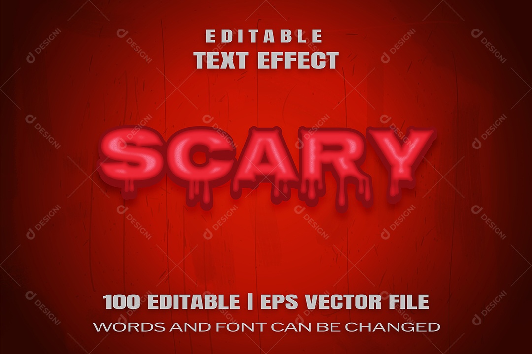 Efeito de Texto Scary Fundo Vermelho EPS Editável