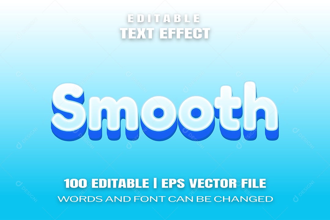 Efeito de Texto Smooth Fundo Azul EPS Editável