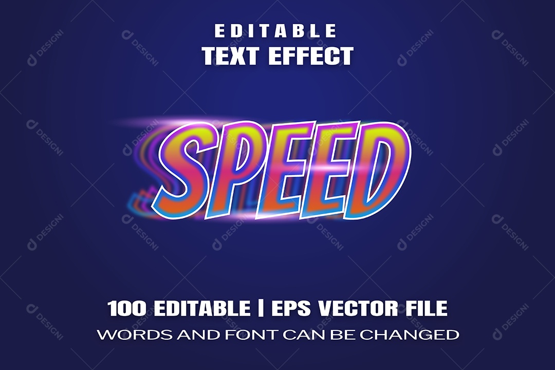 Efeito de Texto Speed Fundo Azul Escuro EPS Editável