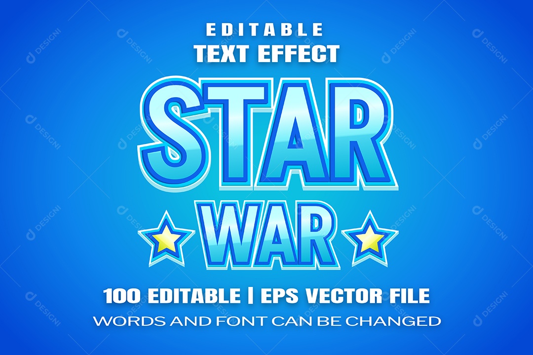 Efeito de Texto Star War Fundo Azul EPS Editável
