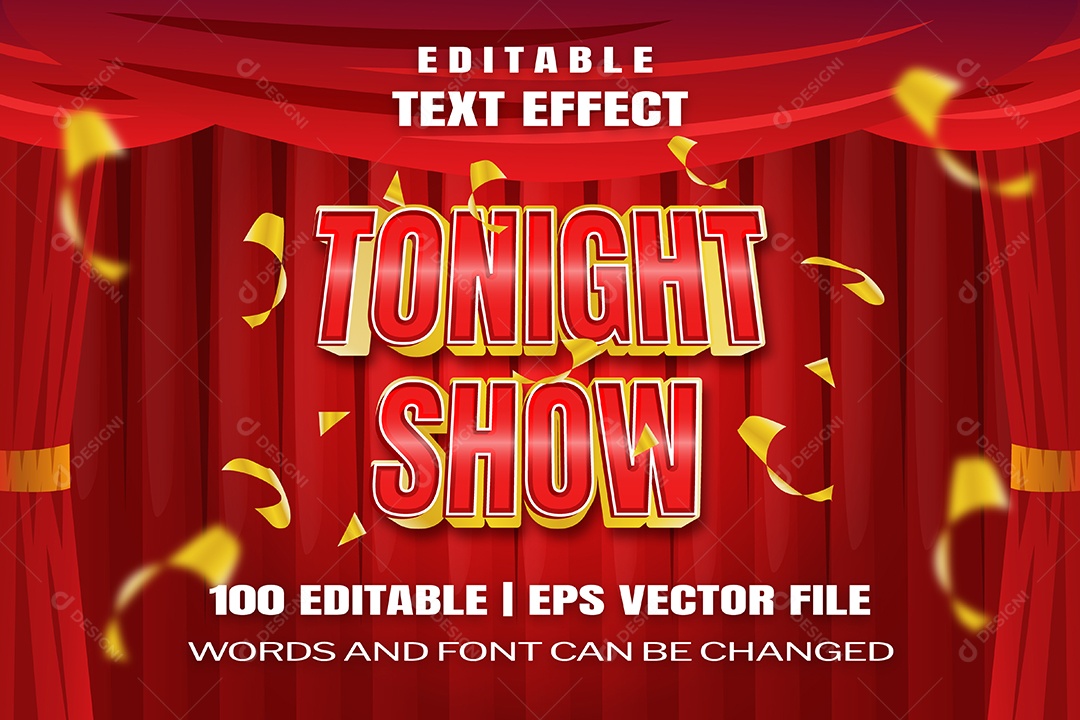 Efeito de Texto Tonight Show Fundo Vermelho EPS Editável