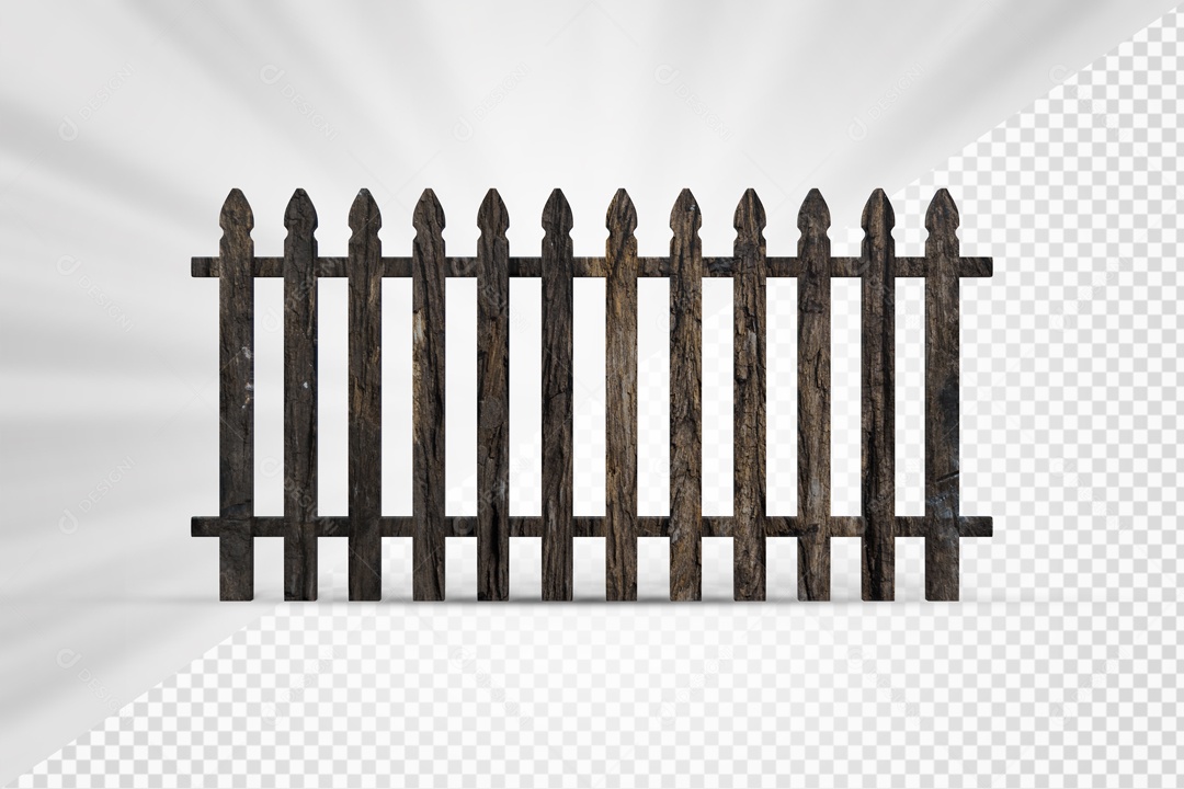 Cerca de Madeira 3D Elemento para Composição PSD