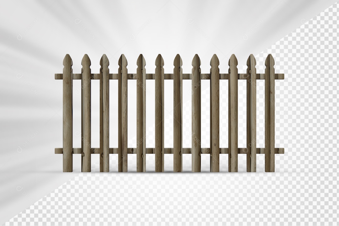 Cerca de Madeira 3D Elemento para Composição PSD