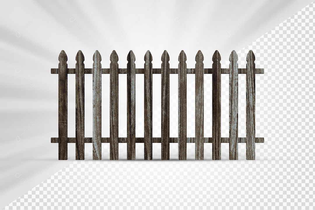 Cerca de Madeira 3D Elemento para Composição PSD
