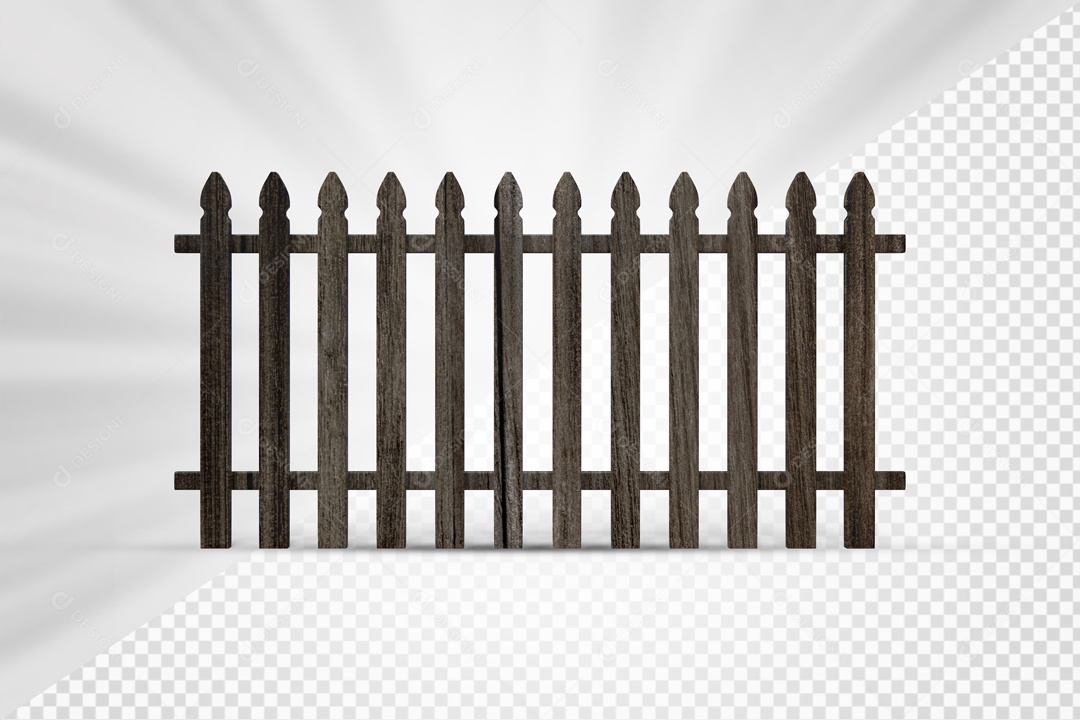 Cerca de Madeira 3D Elemento para Composição PSD