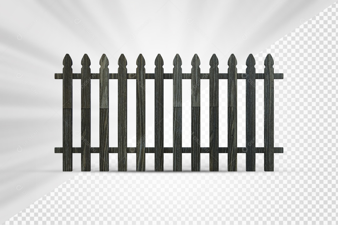 Cerca de Madeira 3D Elemento para Composição PSD