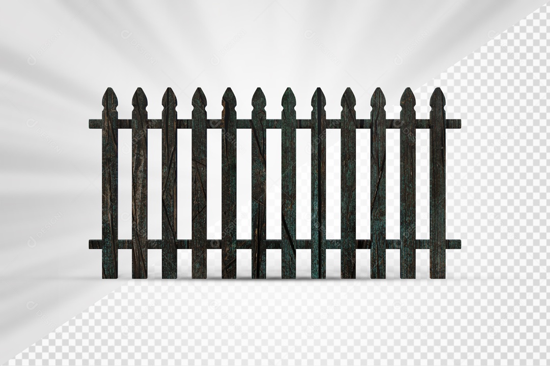 Cerca de Madeira 3D Elemento para Composição PSD
