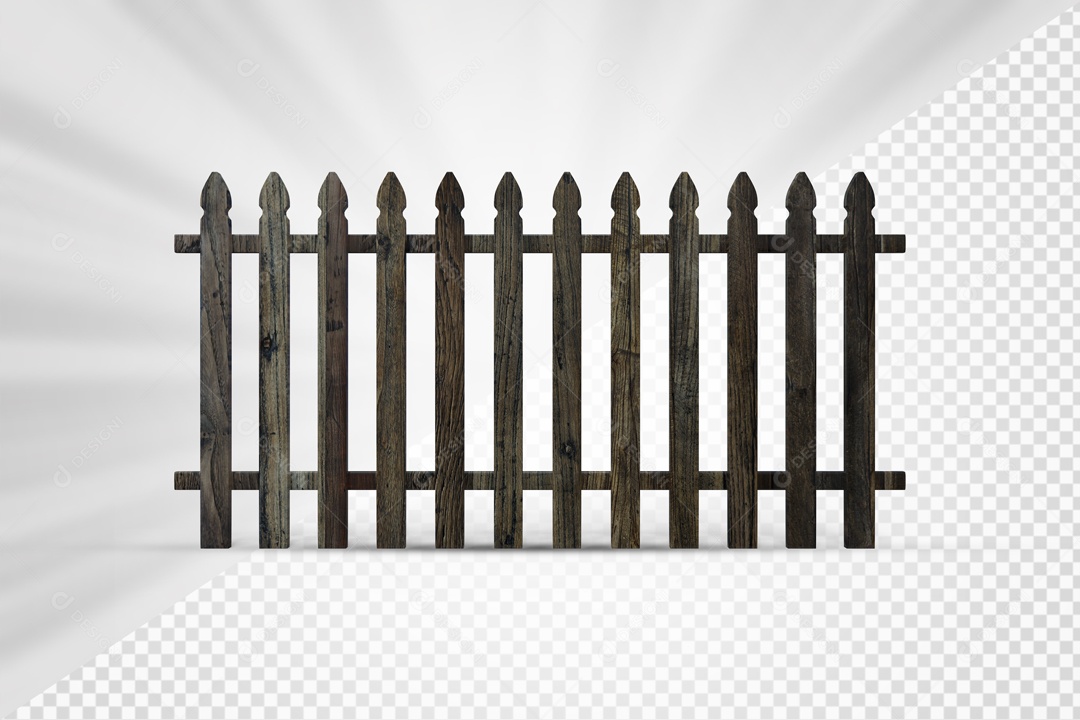 Cerca de Madeira 3D Elemento para Composição PSD