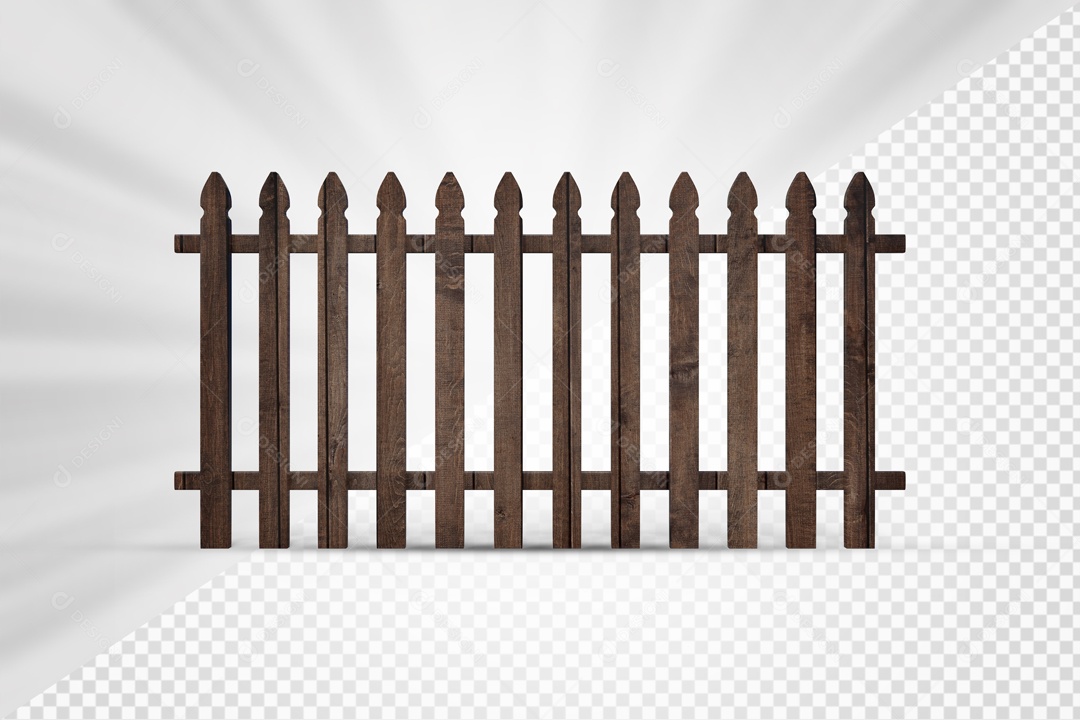 Cerca de Madeira 3D Elemento para Composição PSD