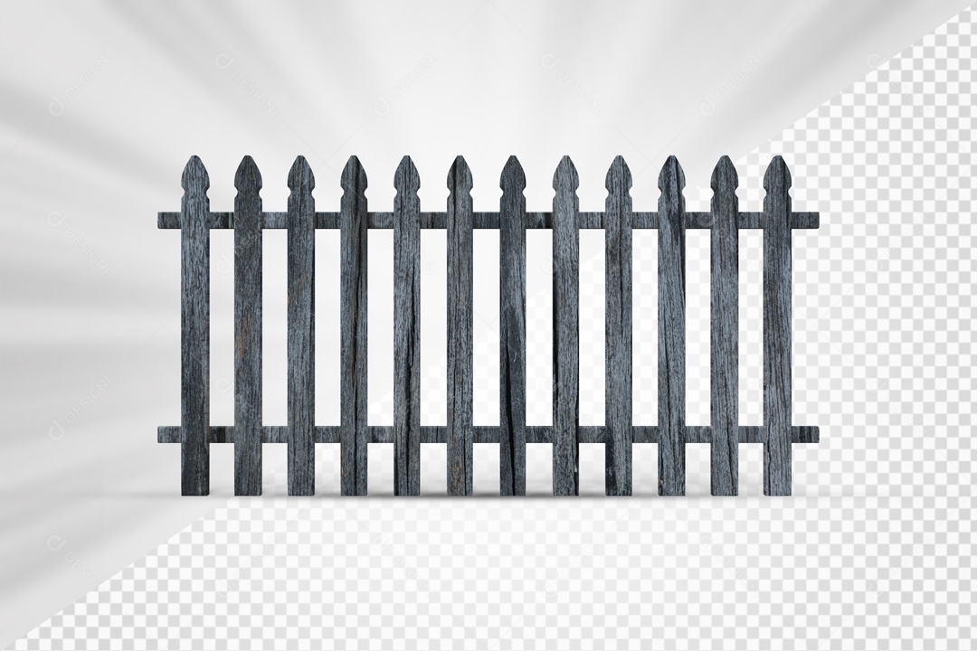 Cerca de Madeira 3D Elemento para Composição PSD