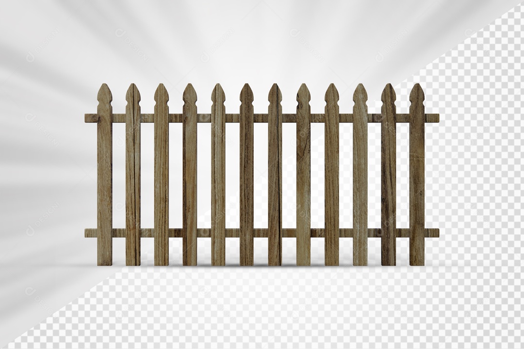 Cerca de Madeira Clara 3D Elemento para Composição PSD