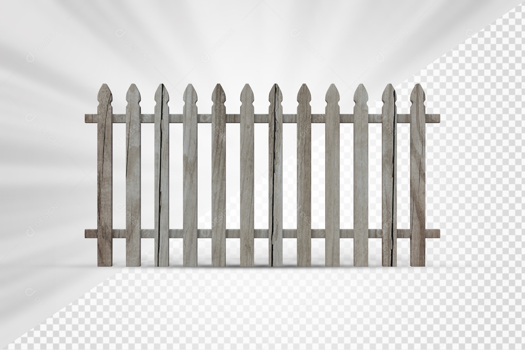 Cerca de Madeira Clara 3D Elemento para Composição PSD
