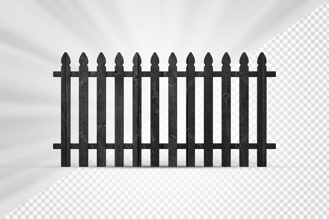 Cerca de Madeira Rustica 3D Elemento para Composição PSD