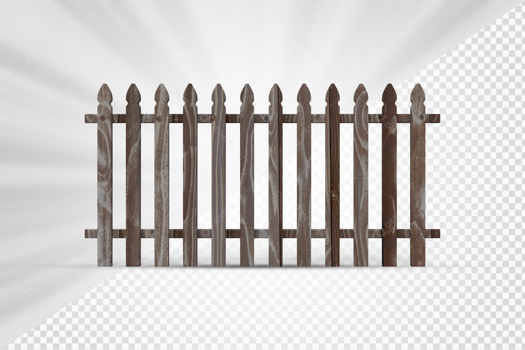 Cerca de Madeira 3D Elemento para Composição PSD