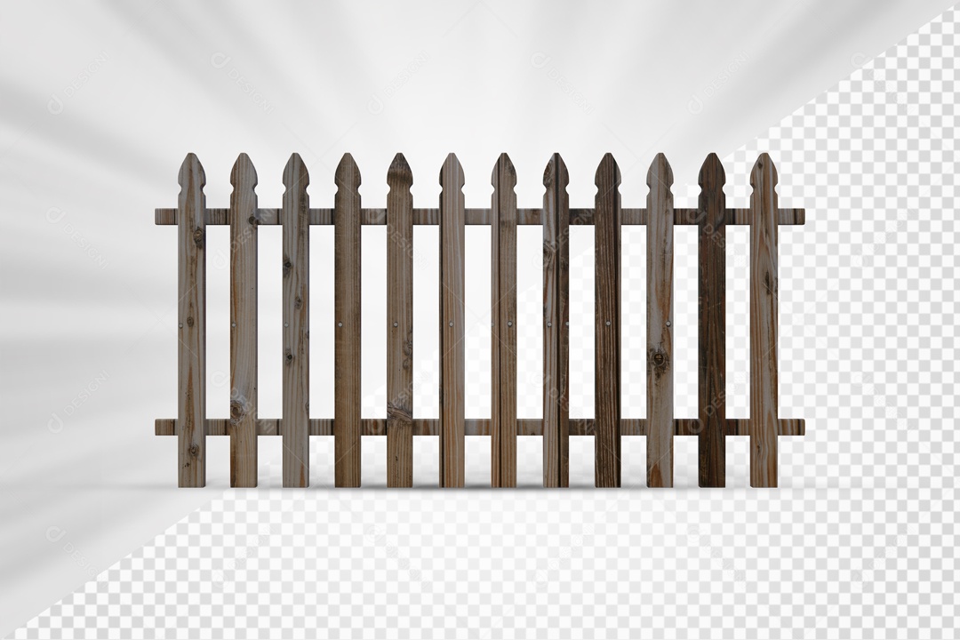 Cerca de Madeira 3D Elemento para Composição PSD
