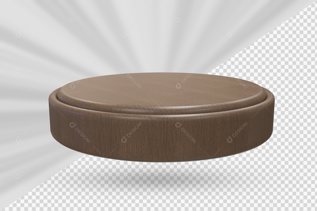 Pódio de Madeira Escura Elemento 3D para Composição PSD