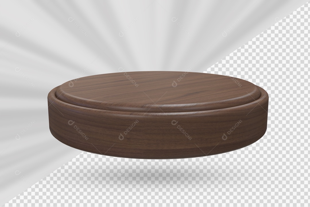 Pódio de Madeira Escura Elemento 3D para Composição PSD