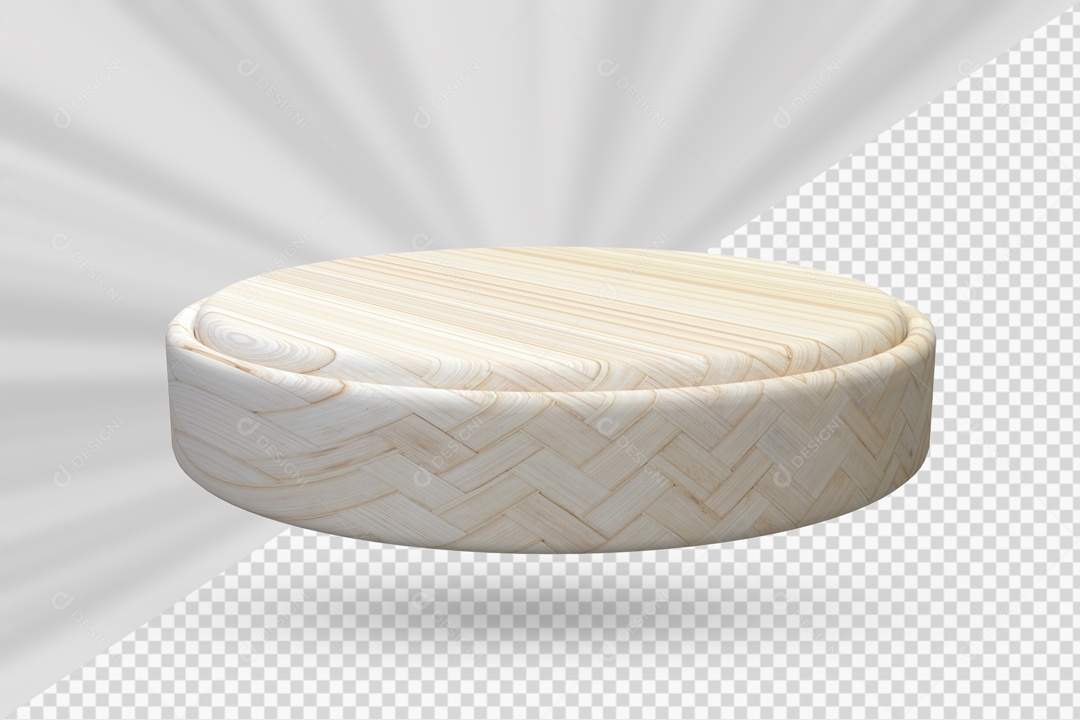 Pódio de Madeira Clara Elemento 3D para Composição PSD
